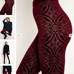 Blackmilk Burnout Velvet Wine high waisted leggings